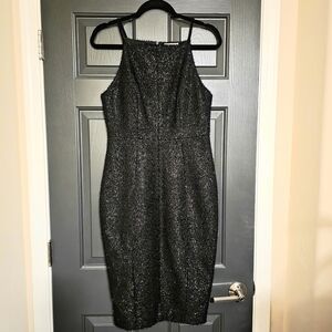 H&M Black Sparkle Halter Midi Dress